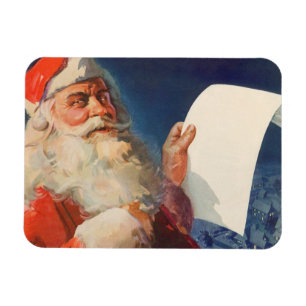 Magnet Flexible Noël vintage, Père Noël Liste des gentils et des m