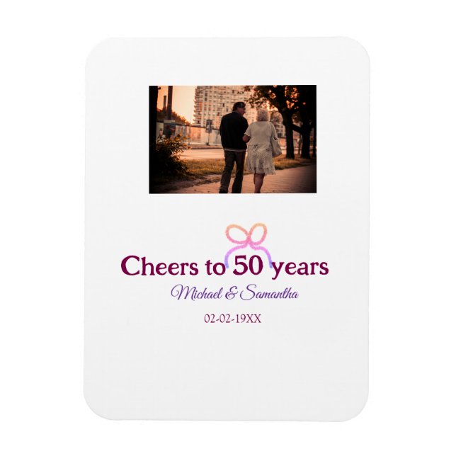 Magnet Flexible Nœud rose pour 50 ans de mariage  (Vertical)