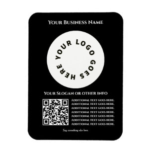 Magnet Flexible Noir avec code QR ajoutez votre propre texte et lo