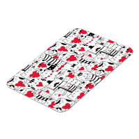 Noir Blanc Cute Chat Coeur Rouge