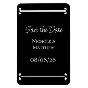 Magnet Flexible Noir & Blanc Élégant Simple Enregistrer La Date