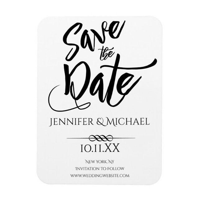 Magnet Flexible Noir et blanc Enregistrer la date (Vertical)