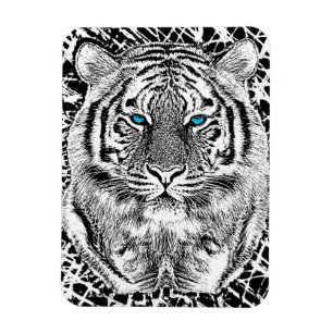 Magnet Flexible Noir et Bleu Yeux Design Tiger