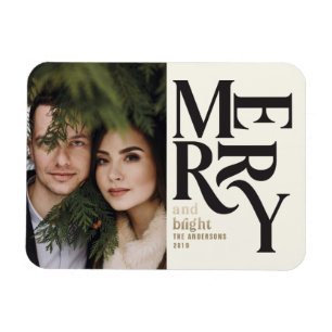 Magnet Flexible Noir et or vintage merry chritsmans faire-part