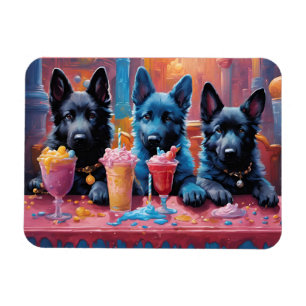 Magnet Flexible Noir N Bleu Chiens de Berger Allemand Chiens De Mi