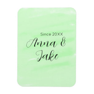 Magnet Flexible Nom de couple de mariage date aquarelle verte past