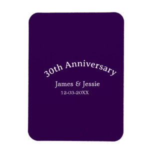 Magnet Flexible nom de date d'anniversaire de mariage 30 ans simpl