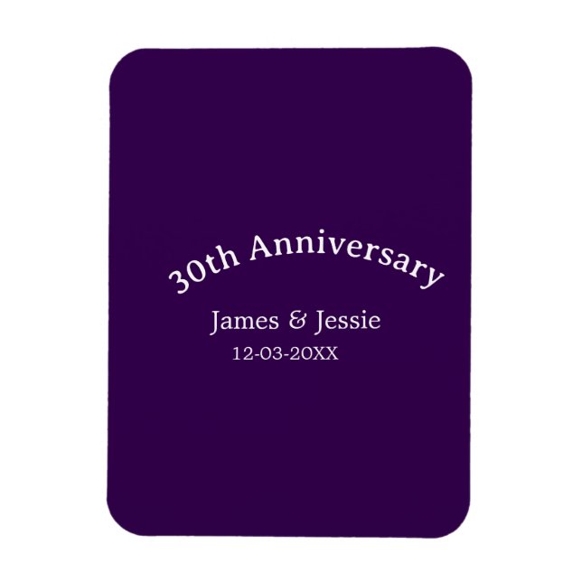 Magnet Flexible nom de date d'anniversaire de mariage 30 ans simpl (Vertical)