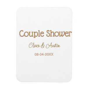 Magnet Flexible nom de date de douche de couple rose marron pastel
