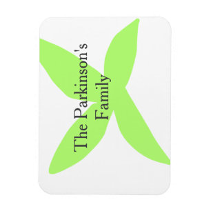 Magnet Flexible Nom de famille pastel abstrait feuille verte rétro