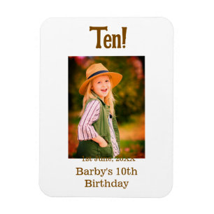 Magnet Flexible nom de photo d'anniversaire 10 ans date simple mar