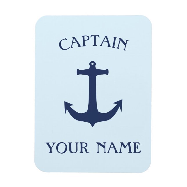 Magnet Flexible nom du capitaine de Personnaliser avec ancre marin (Vertical)