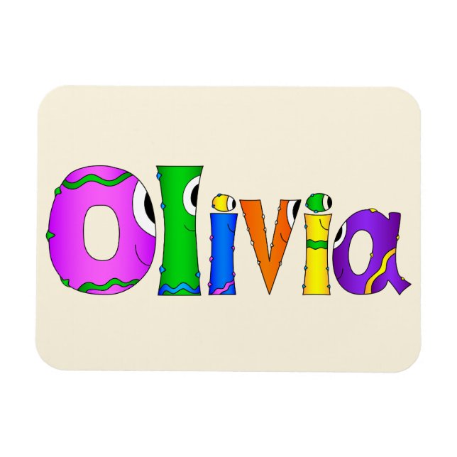 Magnet Flexible Nom du personnage de dessin "Olivia" (Horizontal)