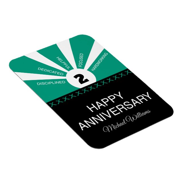 Magnet Flexible Nom et année personnalisés, Anniversaire de l'empl (Côté Droit)