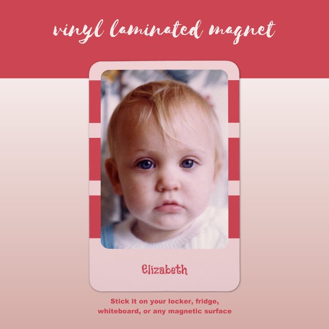 Magnet Flexible Nom personnalisé ajouter une photo avec bandes ros (Créateur téléchargé)