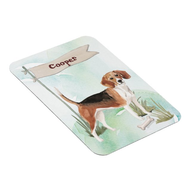 Magnet Flexible Nom personnalisé Beagle chien animal (Côté Droit)