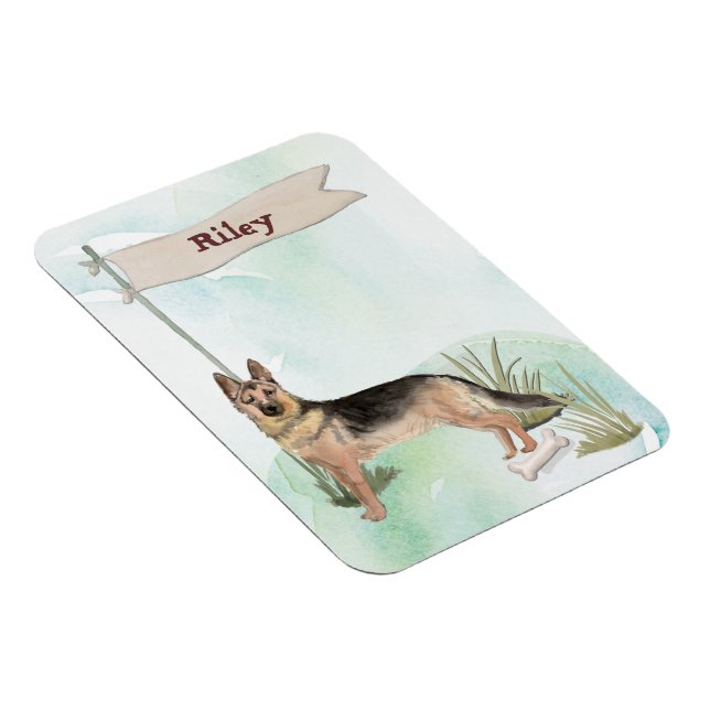 Magnet Flexible Nom personnalisé berger allemand chien animal de c (Côté Droit)