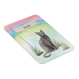 Magnet Flexible Nom personnalisé Chat Bleu Russe Animal de compagn