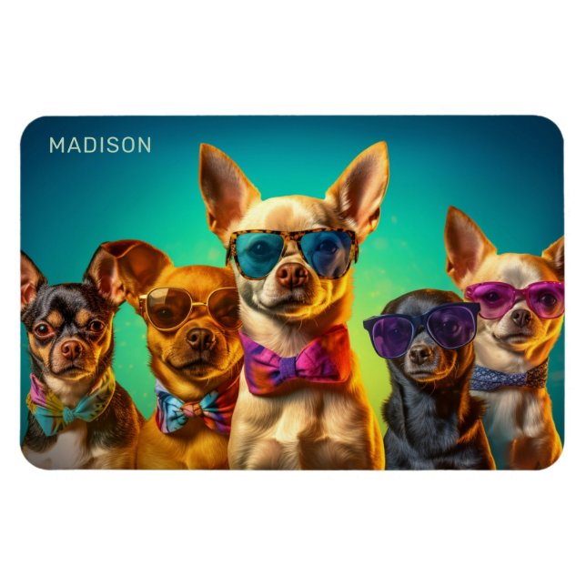 Magnet Flexible Nom personnalisé Chiens amusants (Horizontal)