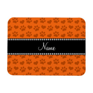 Magnet Flexible Nom personnalisé coeur orange et empreintes de pa