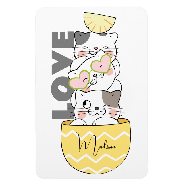 Magnet Flexible Nom personnalisé Cute Kittens (Vertical)