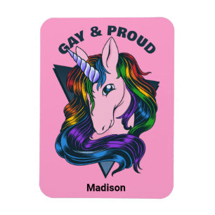 Magnet Flexible Nom personnalisé et texte Gay licorne
