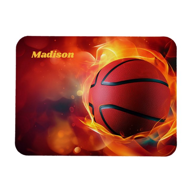 Magnet Flexible Nom personnalisé Flaming Basketball (Horizontal)