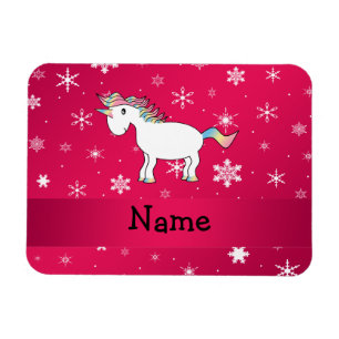 Magnet Flexible Nom personnalisé flocon de neige rose licorne