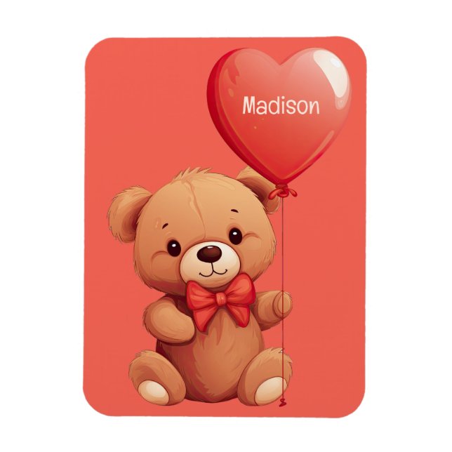 Magnet Flexible Nom personnalisé Love Teddy (Vertical)