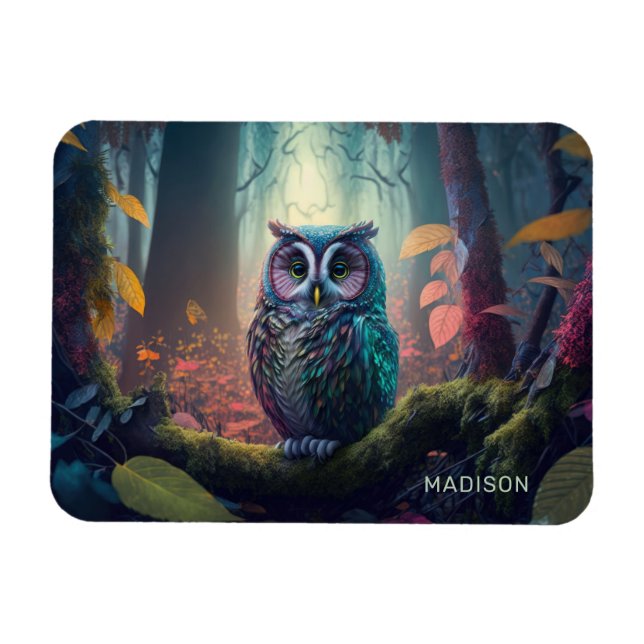 Magnet Flexible Nom personnalisé Owl Forest (Horizontal)