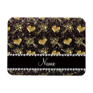 Magnet Flexible Nom personnalisé parties scintillant noire or rose