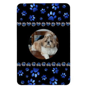Magnet Flexible Nom personnalisé, pattes de chien de parties scint