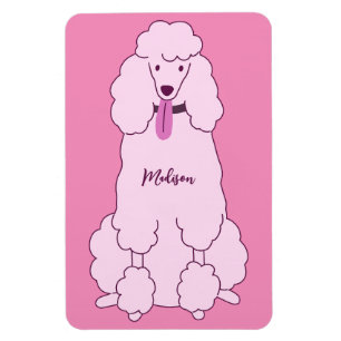 Magnet Flexible Nom personnalisé Poodle rose