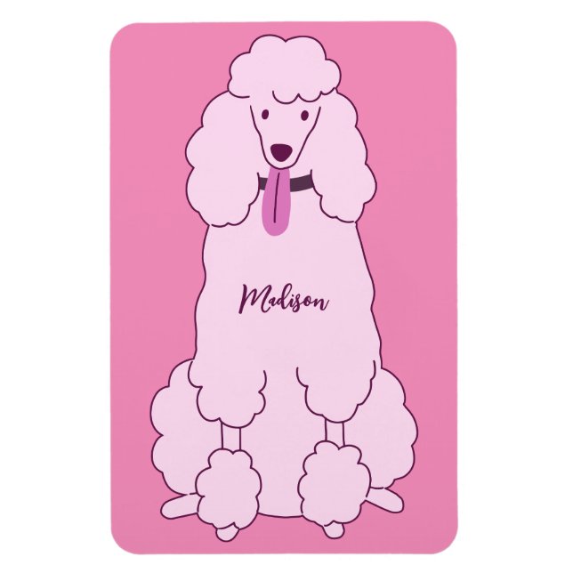 Magnet Flexible Nom personnalisé Poodle rose (Vertical)