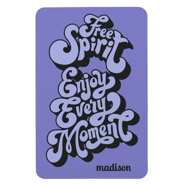Magnet Flexible Nom personnalisé Rétro "Esprit libre" (Vertical)