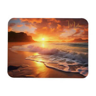 Magnet Flexible Nom personnalisé Tropical Beach Sunset