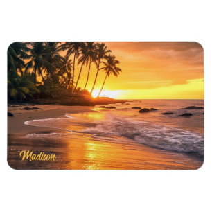 Magnet Flexible Nom personnalisé Tropical Beach Sunset