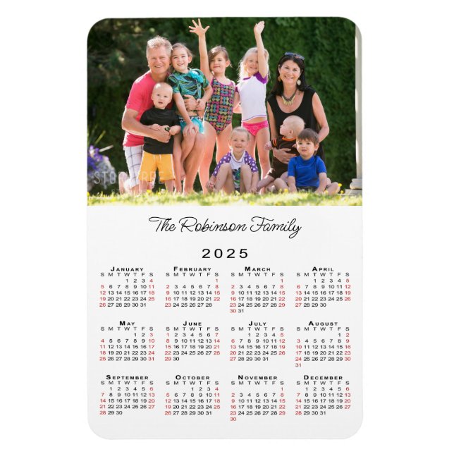 Magnet Flexible Nom photo personnalisable Calendrier 2025 (Vertical)