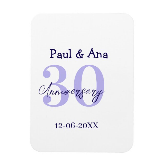 Magnet Flexible nom simple lettre gras violet 30e anniversaire re (Vertical)