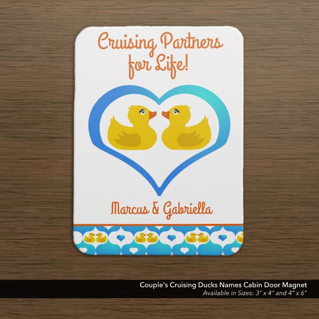 Magnet Flexible Noms de canards de croisière de couple Porte de ca (Cruising Partners for Life!–Quote. Couple's Names Cruising Ducks Cabin Door Magnet.
)