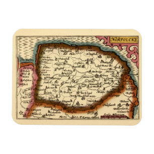 Magnet Flexible Norfolk "Norfolcke" Comté Angleterre Ancien Atlas