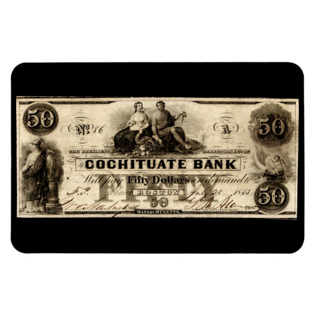Magnet Flexible Note de 50 dollars Cochituate 1853 (Horizontal)