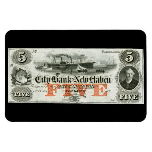 Magnet Flexible Note de cinq dollars de New Haven 1855