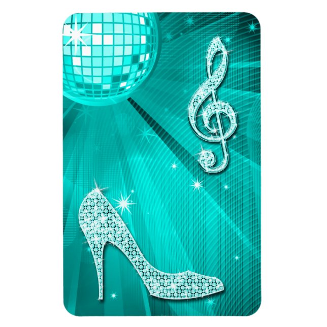 Magnet Flexible Note de musique sarcelle scintillante et talon aig (Vertical)