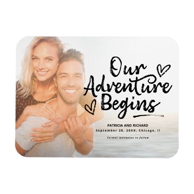 Magnet Flexible Notre aventure commence Enregistrer la date de mar (Horizontal)