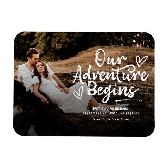 Magnet Flexible Notre Aventure Commence Le Mariage Enregistrer La  (Horizontal)