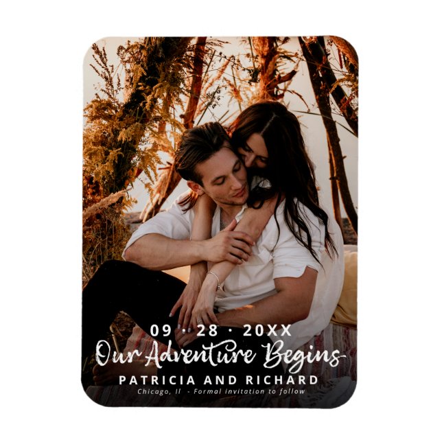 Magnet Flexible Notre aventure commence Photo de save the date de  (Vertical)