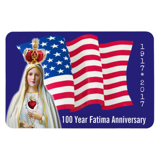 Magnet Flexible Notre Dame de Fatima USA DRApeau 100e ANNIVERSAIRE (Horizontal)