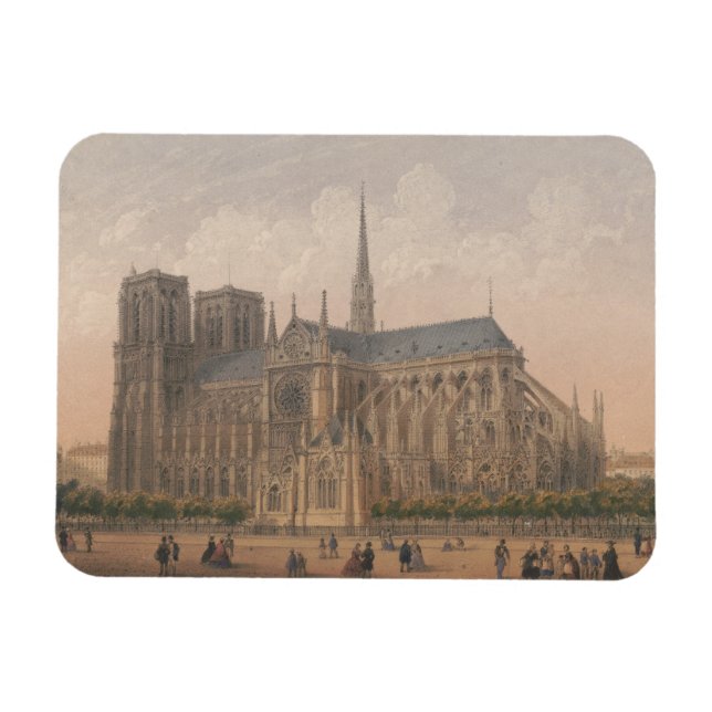 Magnet Flexible Notre Dame, Paris Lithographie de Charles Rivière (Horizontal)