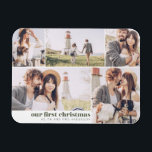 Magnet Flexible Notre premier Noël en tant que Monsieur et Madame<br><div class="desc">Le design est composé de "nos premiers noël" dans la typographie moderne et simple. Ajoutez un message personnalisé et ajoutez vos noms.</div>